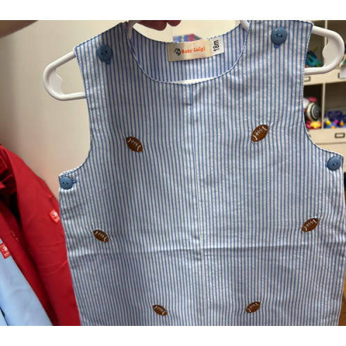 Chambray Stripe Football Fit. Size: 18M