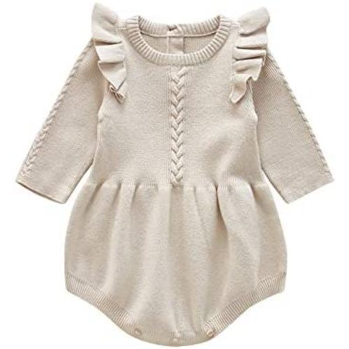 Newborn Baby Girl Sweater Romper Infant Toddler Long Sleeve Knit Romper Sweater Jumpsuit Fall Winter Outfit
