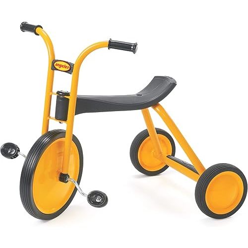 MYRIDER Toddler Trike, Kids Tricycle for Preschool, Daycare, Playground Kids Tricycles, Rubber Tires, Yellow/Black, 12" Midi