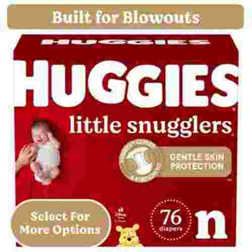 Huggies Little Snugglers Baby Diapers, Size Newborn (up to 10 lbs), 76 Ct (Select for More)