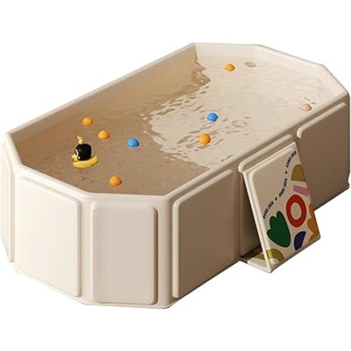Baby Foldable Kids Bathtub for Infants to Toddler with Non-Slip Base,Easy Storage,Perfect for Small Spaces,White