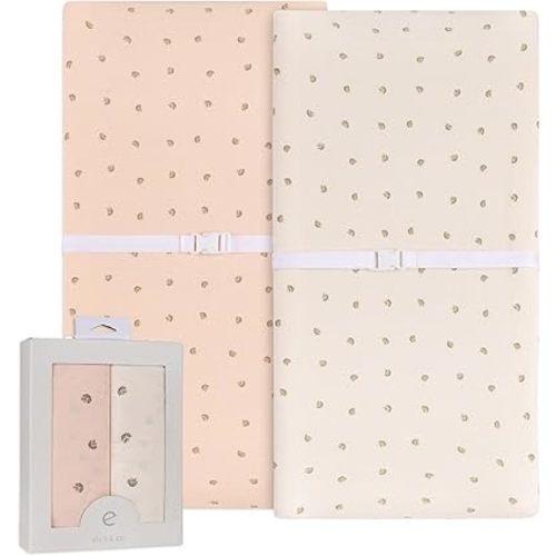 Ely’s & Co. Changing Pad Cover, Diaper Changing Table Sheets, 2 Pack, Cradle Sheet Set for Baby Girls, 100% Jersey Knit Cotton, Pink Vintage Floral Collection, 32”x16”x5”