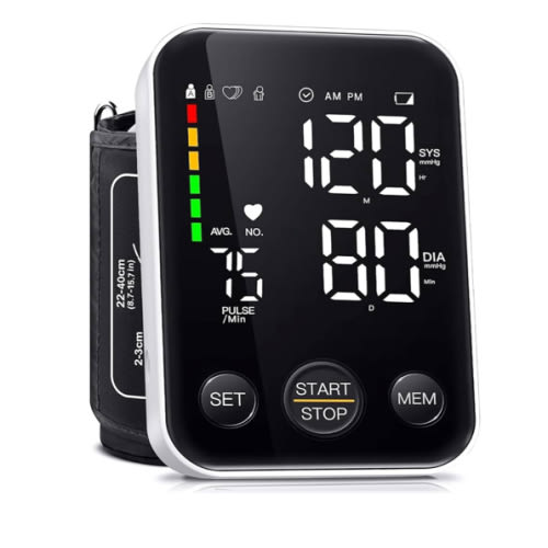 Oklar Blood Pressure Monitor Upper Arm Monitors for Home Use BP Machine Sphygmomanometer with 2x120 Reading Memory Adjustable Arm Cuff 8.7"-15.7" Large Display with LED Background Light Storage Bag