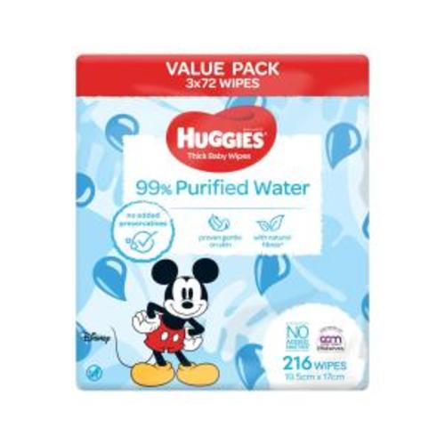 Huggies Pure 99% Purified Water Baby Wipes | 216 Pack