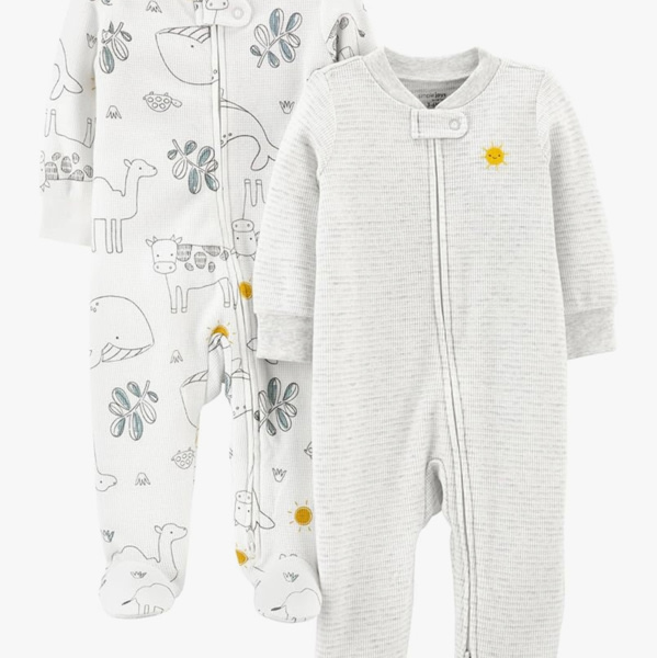 Simple Joys by Carter's Baby Boys' 2-way Zip Thermal Footed Sleep and Play, Pack of 2