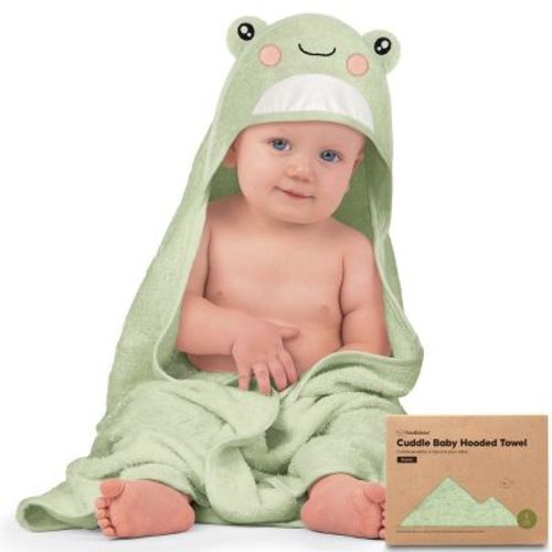 Keababies Cuddle Baby Hooded Towel, Organic Baby Bath Towel, Hooded Baby Towels, Baby Beach Towel For Newborn, Kids (frog)
