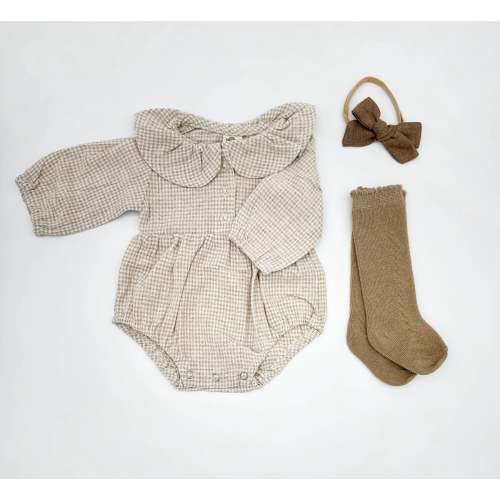 Adalia Gingham Romper Set – Olive and Cradle