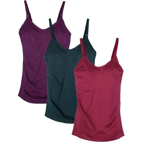Caramel Cantina 3 Pack Women's Nursing Cami Built In Bra