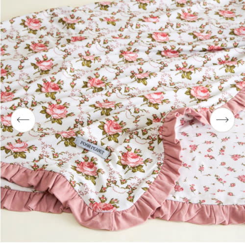 White Floral Reversible Baby Blanket | Claudia & Calais
