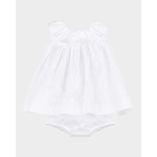 Girl's Ruffle Collar Floral Embroidered Dress, Size 6M-3