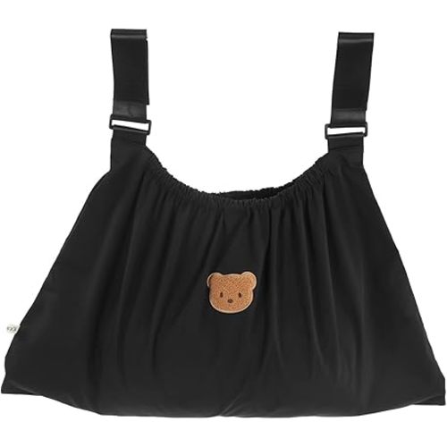 Stroller Organizer, Universal Reusable Bear Pattern Nylon Bag for Parent and Mobile Phone (Black)
