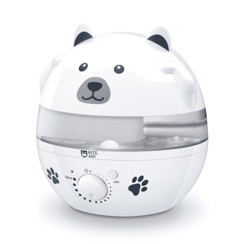 Rite Aid Ultrasonic Cool Mist Humidifier for Kids Bedroom or Baby Nursery, Ultra-Quiet, LED Night Light, Adorable Polar Bear