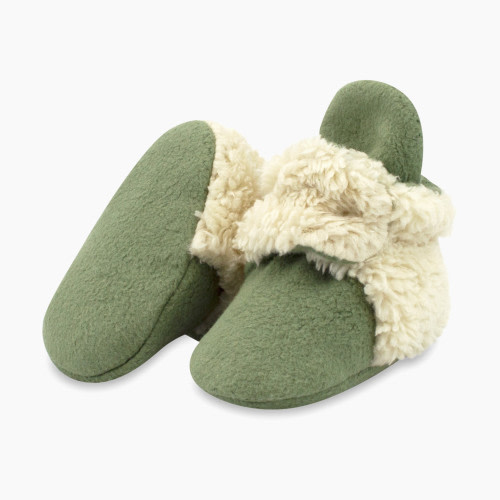 Zutano Cozie Fleece Furry Lined Bootie - Olive Furry, 6 M