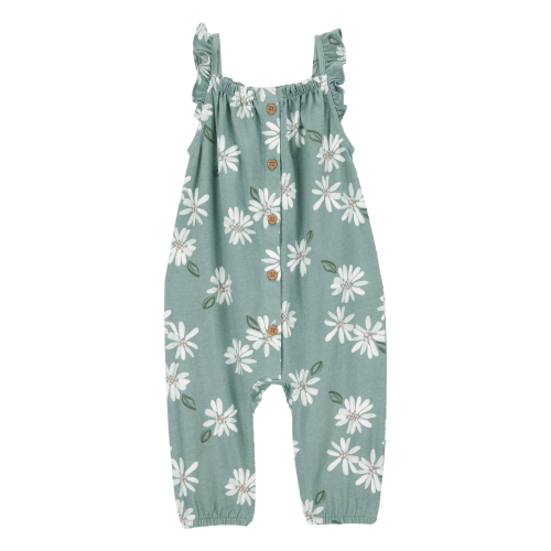Baby Floral Button-Front Jumpsuit - Green - Carter's | Carter's