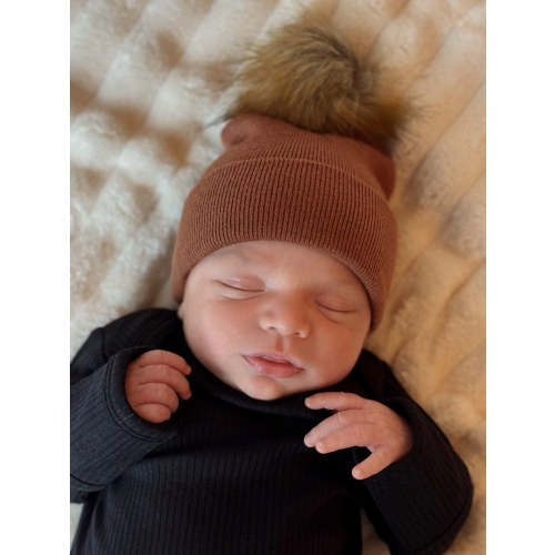 Baby's First Hat, Sandalwood Fur Pom