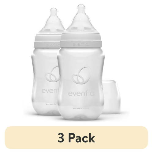 (3 pack) Evenflo Balance Wide Baby Bottles, Platinum White Color 9oz 2 Count