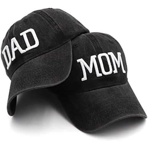 Mom and Dad Hats Fathers Day Mom Dad Gifts Hat Embroidered Adjustable Baseball Caps New Parents Gifts for Couples