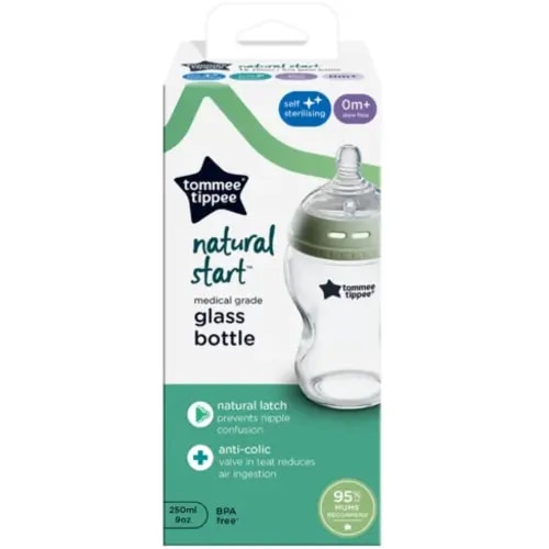 Tommee Tippee Natural Start Glass Baby Bottle with Silicone Teat - SweetCare United States