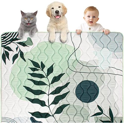 Baby Play Mat, 50x50 Playpen Mat, Thick Soft Foam Playmats for Baby, Foldable and Washable Baby Crawling Mat for Floor(Green Leaf)