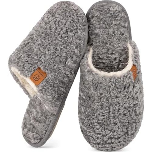 EverFoams Women's Fuzzy Slippers Warm Cozy Memory Foam Indoor House Shoes