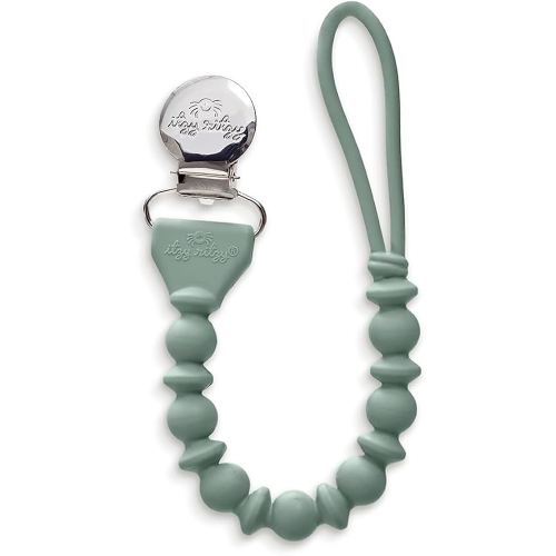 Itzy Ritzy Silicone Pacifier Clip; 100% Food Grade Silicone Pacifier Strap with Clip Keeps Pacifiers, Teethers & Small Toys in Place; Features One-Piece Design & Cord (Succulent)