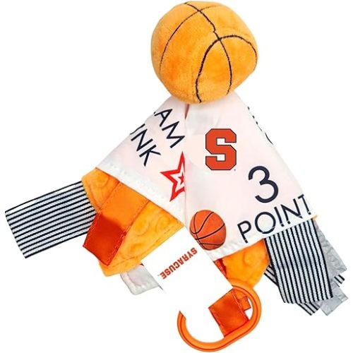 The Learning Lovey Syracuse University Orange Baby Basketball Tag Toy - College Baby Sensory Crinkle Toys - Soft & Safe - Ideal Baby Stroller Toy - BPA Free w/Stroller Clip (10" x 10" Tag Toy)…