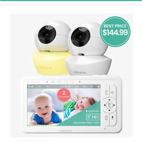 Babysense HD S2: Video Baby Monitor with 2 Cameras, Non Wifi, Split Sc