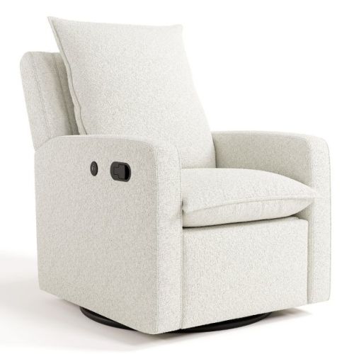 Storkcraft Timeless Recliner Glider With USB Charging Ivory Boucle
