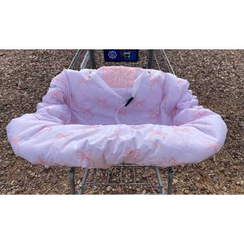 Embroidered pink coquette, bow shopping cart cover, high chair cover, monogrammed cart cover, grocery cart cover, personalized cart cover