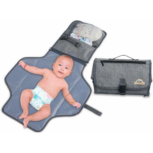 BlueSnail Portable Changing Pad,Diaper Clutch,Lightweight Travel Station Kit for Baby Diapering Gray