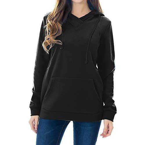 Smallshow Women's Fleece Maternity Nursing Sweatshirt Hoodie Kangaroo Pocket