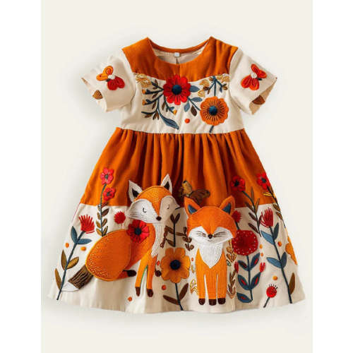 Multi Fox Appliqué Dress