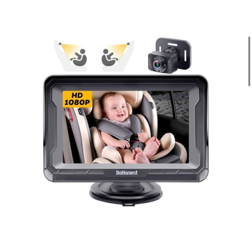 DoHonest Baby Car Camera HD 1080P - Rear-Facing Car Baby Monitor with Night Vision, Adjustable View Angle, Easy Setup, Anti-Glare Display, Safety for Kids & Infants