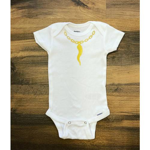 Italian Cornicello Necklace Onesie - Italy, Charm, Italian Horn, Pride, Baby, Italian pepper, Italian, bambino, funny onesie, tshirt