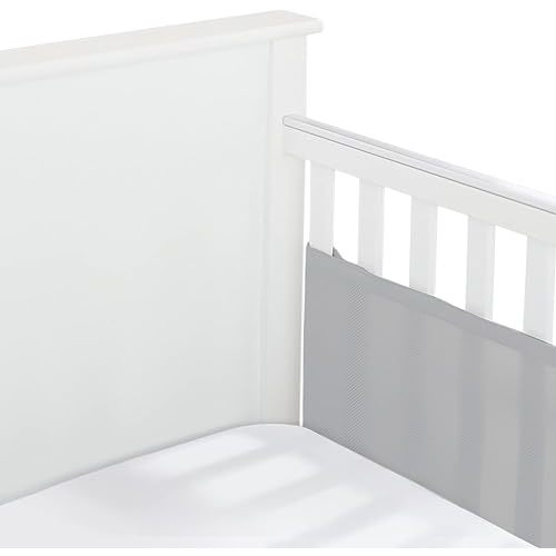 BreathableBaby Breathable Mesh Liner for Full-Size Cribs, Classic 3mm Mesh, Gray (Size 2FS Covers 2 Sides)