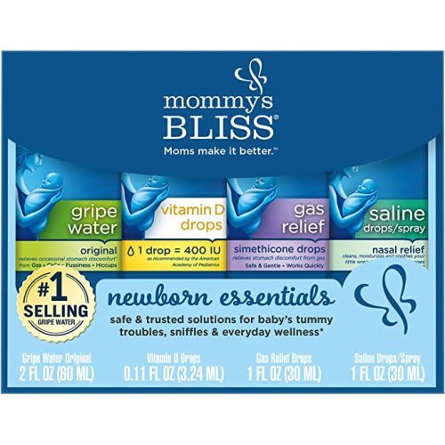 Mommy's Bliss Newborn Essentials Gift Set, Includes Gripe Water, Baby Vitamin D/Gas Drops and Gentle Saline Drops/Spray