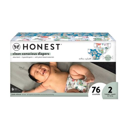 The Honest Company Clean Conscious Disposable Diapers Oh Gingersnap! & Four Woof Drive - (select size and Count)