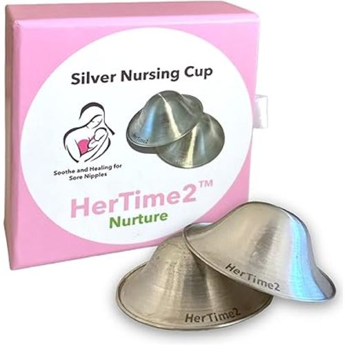 Silver Nursing Cups − Purest 99.9% Silver Nipple Shields for Breastfeeding Newborn Protecting Soothing Healing Silver Nursing Cups for Sore Nipples Silver Nipple Covers