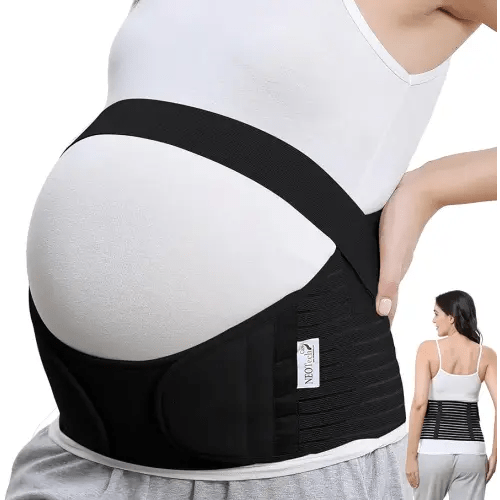NeoTech Care Pregnancy Support Maternity Belt, Waist/Back/Abdomen Band, Belly Brace (Size M, Black Color)