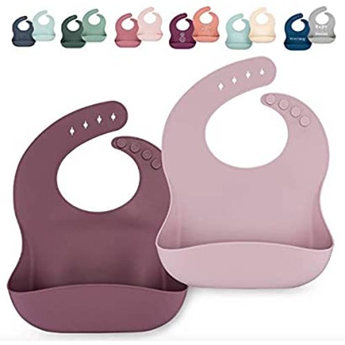 AVA + OLIVER Silicone Bib Set - Adjustable Waterproof Bibs - Set of 2