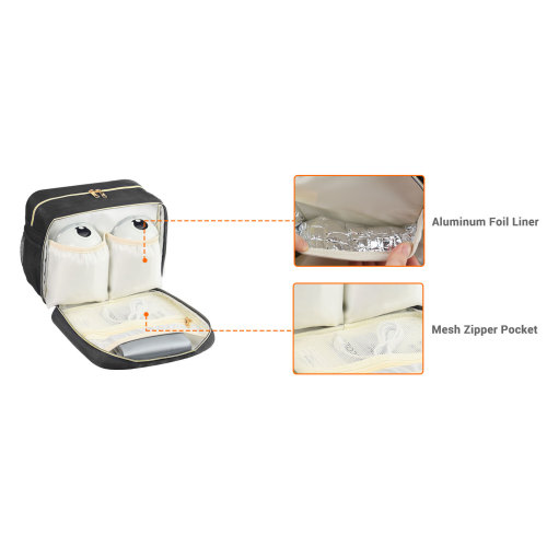 PIIOSER Breastmilk Cooler Bag with Ice Pack, Compatible with Wearable Breast Pumps & Accessories - Portable Pumps Carrying Case for Nursing & Working Moms, Black