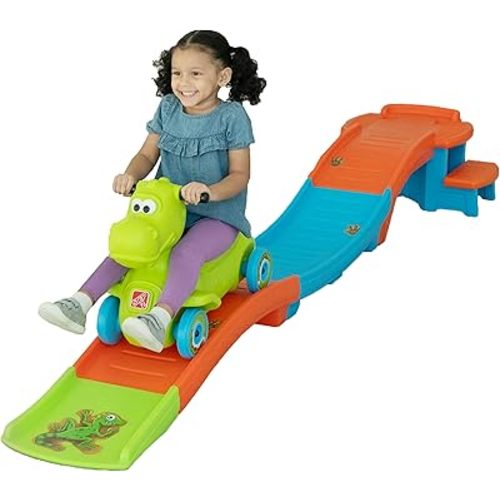 Step2 Dino Dash Up & Down Roller Coaster Kids Ride On Toy, Push Car, Indoor/Outdoor Playset, Made of Durable Plastic, Max Weight 50 lbs., for Toddlers 2-5 Years Old