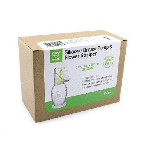 haakaa 5oz breast pump with suction base and white flower stopper