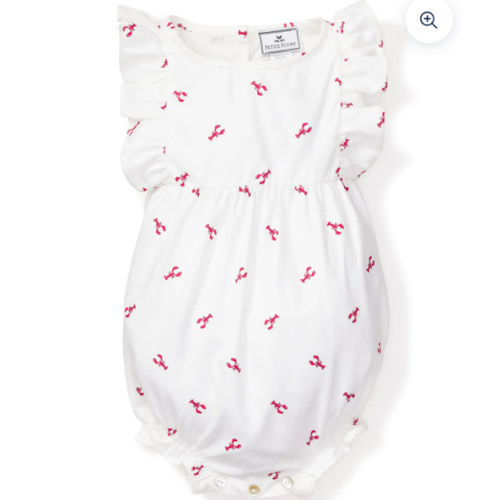 Baby's Twill Ruffled Romper in Brixham Lobsters