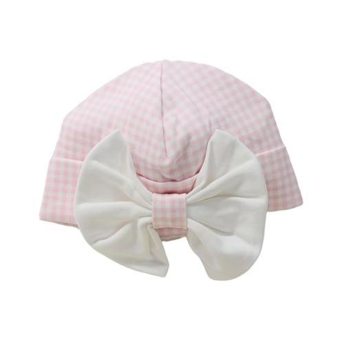 Baby Loren Pink Gingham Hat with White Bow