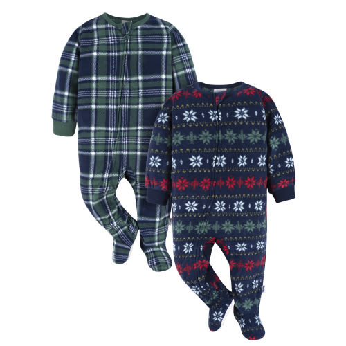 Gerber Baby and Toddler Neutral Microfleece Blanket Sleeper Pajamas, 2-Pack, Sizes 0/3 Months -5T