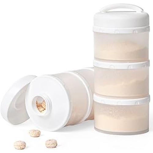 Termichy Stackable Formula Dispenser Portable Milk Powder Container, 2 Pack, White
