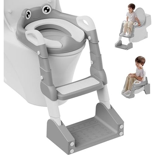 Potty Training Seat, Toddler Potty Training Toilet, Upgrade 2 In 1 Toddler Toilet Seat with Steps Stool Splash Guard and Anti-Slip Pad Soft Cushion, Potty Seats for Toddlers Baby Kids