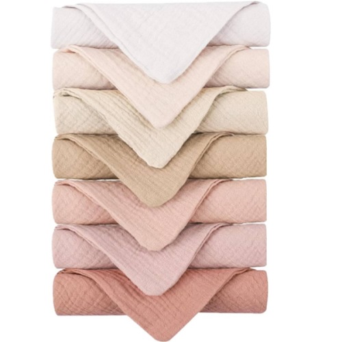 Konssy Baby Muslin Washcloths 7-Pack, 100% Cotton Baby Bath Washcloths, Soft & Absorbent Wash Cloths and Burp Cloths for Newborn Kids Girls & Boys, 11x11 inches