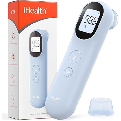 iHealth Infrared Digital Thermometer for Adults and Kids, Baby Thermometer with 3-in-1 Mode & 3-Color Prompt, Fever Alarm & Silent Mode, Forehead & Object Detection, 40 Memory Storages, PT9L, Blue